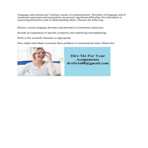Language and emotion are 2 primary means of communication- Disorders o.docx