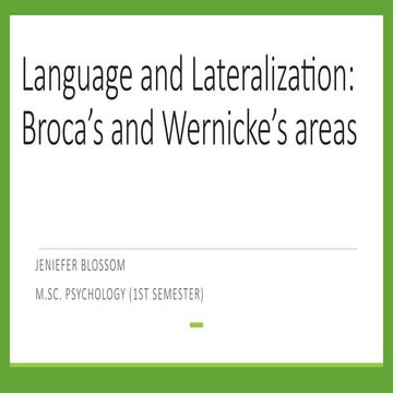 Language and Lateralization : Broca's and Wernicke's Aphasia
