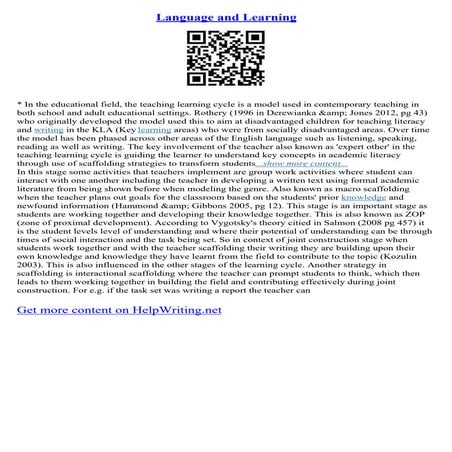 Language And Learning | PDF