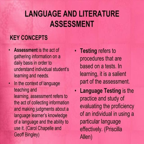 Language and literature assessment (lecture 1)
