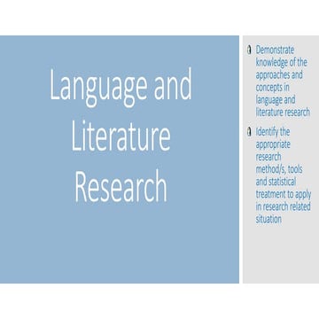 Language and Literature Research