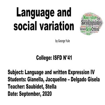 Language and social variation 
