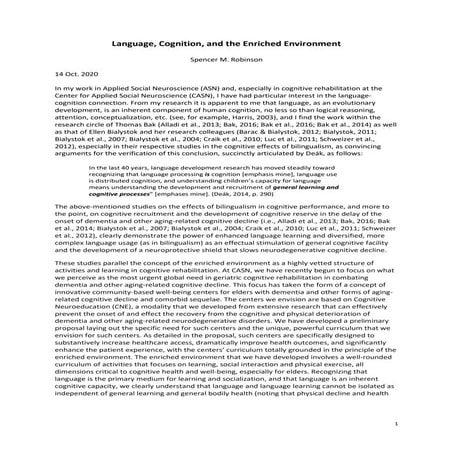 Language, cognition, and the enriched environment