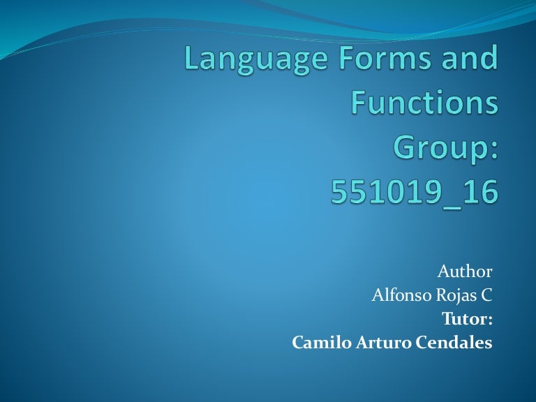 Language forms and functions