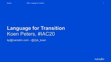 Language for Transition, #iac20