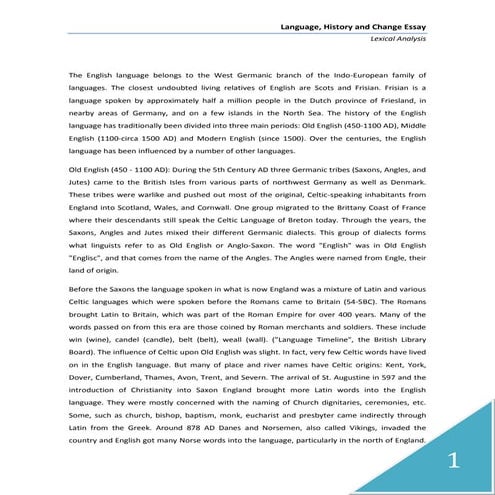 Language, history and change essay