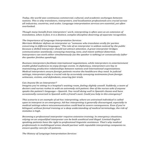The Benefits of Professional Interpretation Services