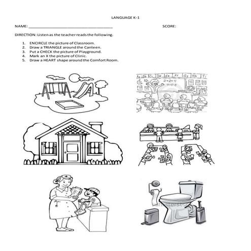 Places in School worksheet for Kinder 1