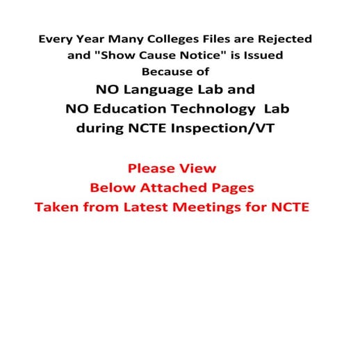 Language lab and ET Labs are Essential NCTE norms 2014