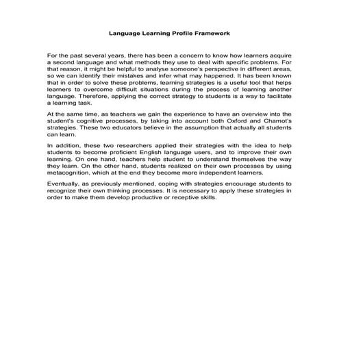 Language leaner profile