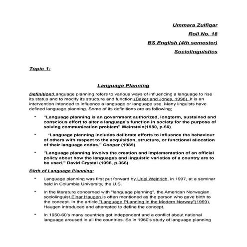 Language planning and endangered languages