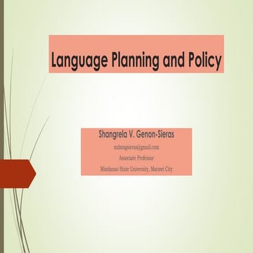 Language Planning and Policy