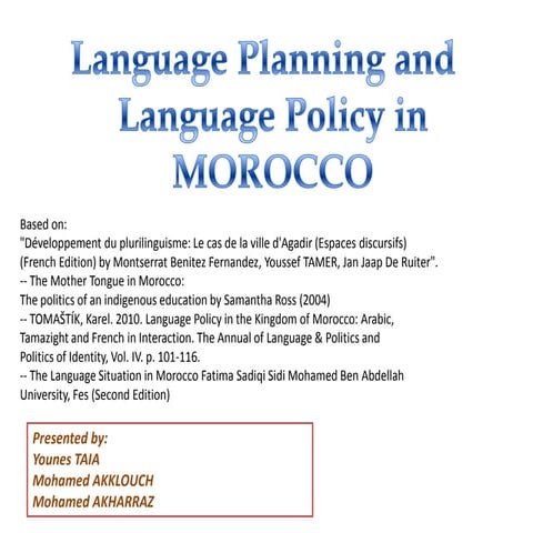 Language policy and language planning in morocco