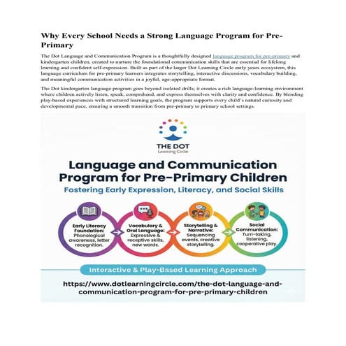 Language Program for Pre Primary Children | PDF