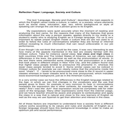 Language, society and culture