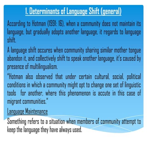 Language Shift and Factors Contributing to Language Shift | PPTX