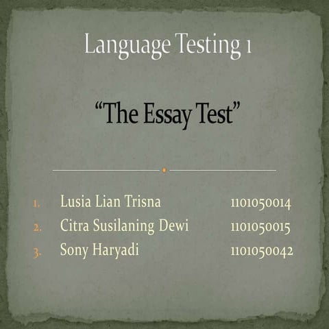 Language testing 1 essay question | PPTX