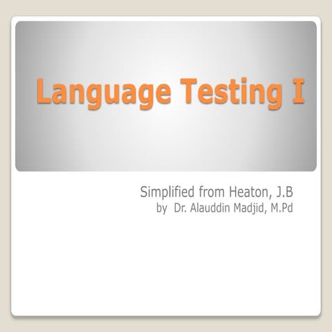 Language testing I by my lecture