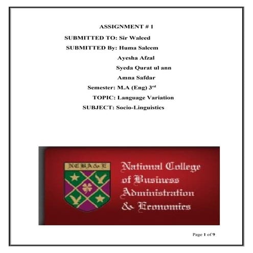 Language variation assgnmnt