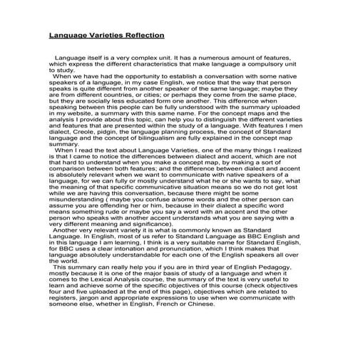Language varieties reflection