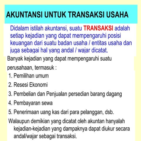 Akuntansi Untuk Transaksi Usaha