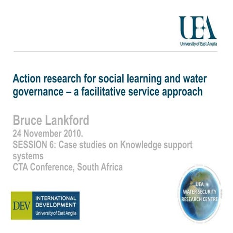 Action research for social learning and water governance – a facilitative ser...