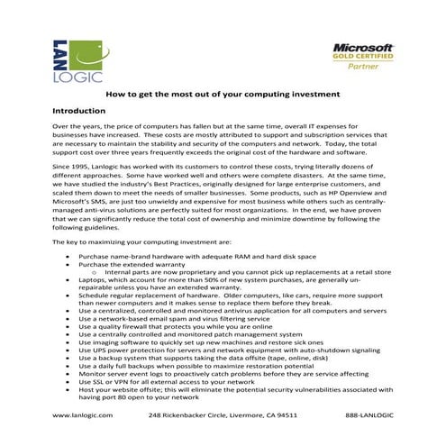 Lanlogic IT White Paper