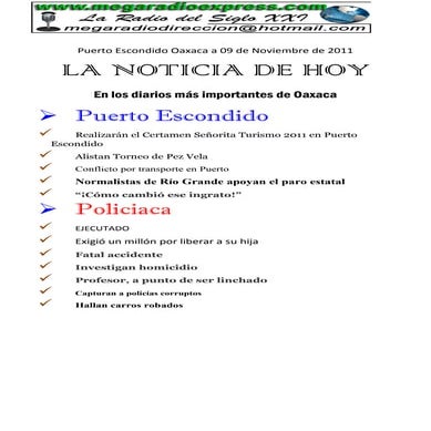 La noticia de hoy  09 11 2011