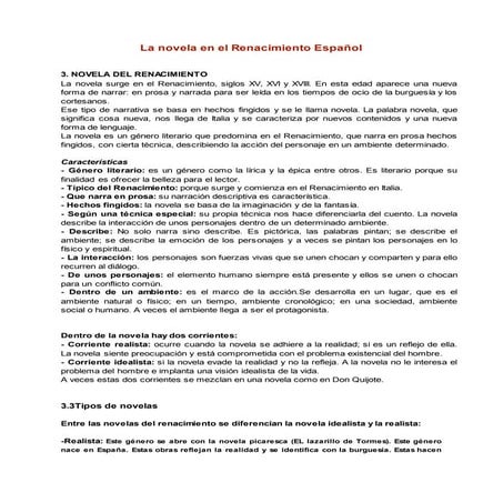 La novela en el Renacimiento Español