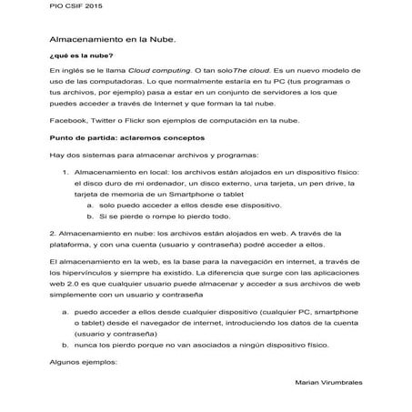 La nube. Aplicaciones web 2.0