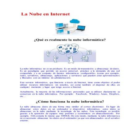 Ventajas y Beneficios de la Nube | PDF