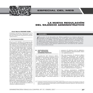La nueva regulación del silencio ad...