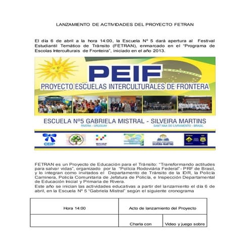 Lanzamiento de actividades del proyecto fetran