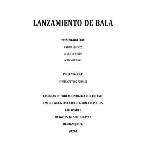 Lanzamiento de bala taller