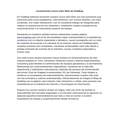 Lanzamiento nuevo sitio web de hub bog
