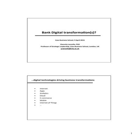 Bank digital transformation(s)