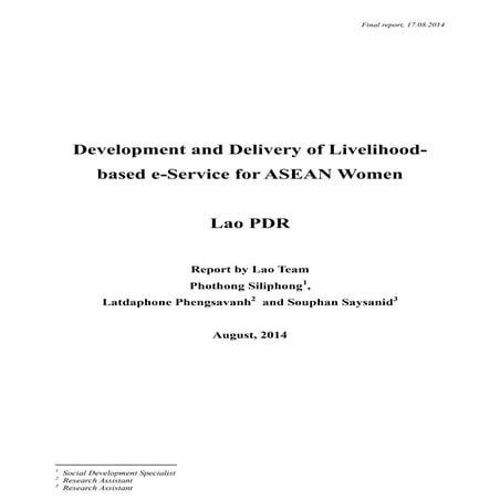 Development and Delivery of Livelihood-based e-Service for ASEAN Women