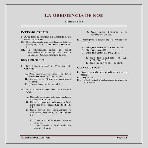 LA OBEDIENCIA DE NOE