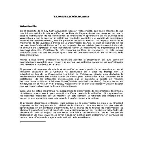 La observaci%f3n de aula