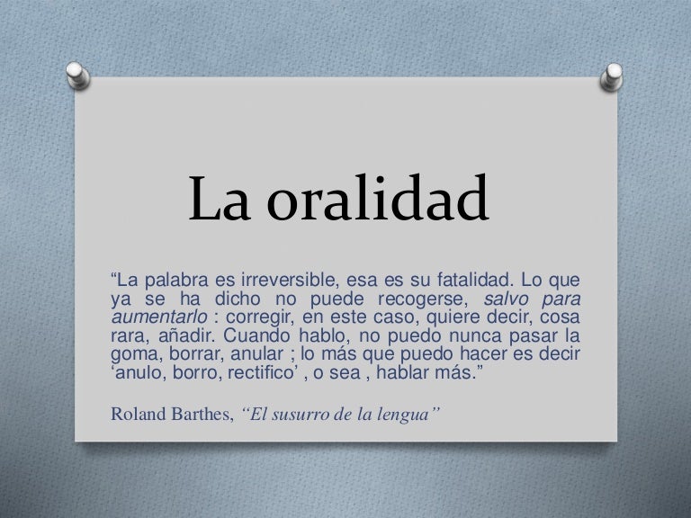 La oralidad