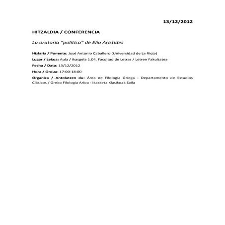 La oratoria política de elio aristides