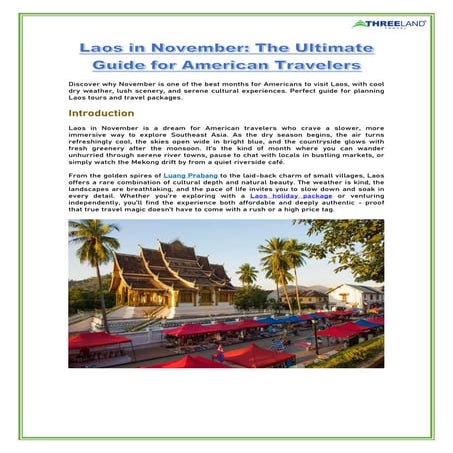 Laos in November: The Ultimate Guide for American Travelers