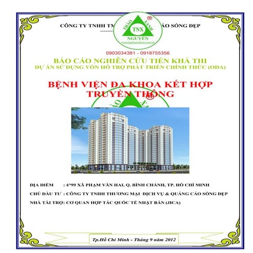 Thuyết minh dự án Bệnh viện đa khoa kết hợp truyền thông 0918755356