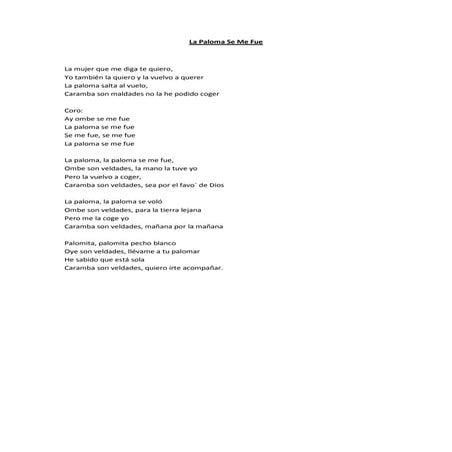 La paloma se me fuex