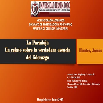 La paradoja Autora: Stephany Catro 