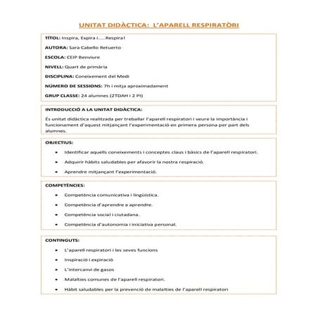 L'aparell respiratori per a infants d'educació primària 