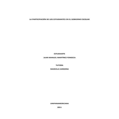 La participación de los estudiantes en el gobierno escolar