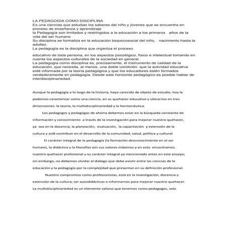 La pedagogia como disciplina