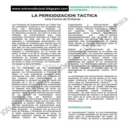 La periodizacion tactica