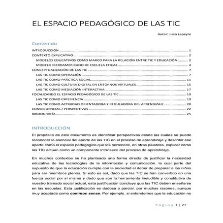 El espacio pedagógico de las TIC